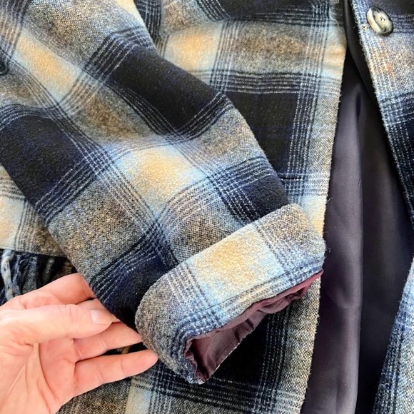 Vintage Wool Plaid Field Jacket with Fringe  - L - New Frontier - Picture 6 of 7